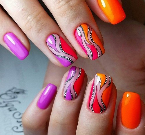 Яркий маникюр — оригинальные идеи дизайна ногтей в насыщенных оттенках